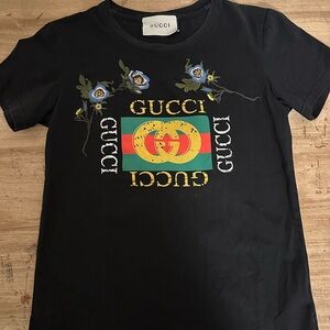 Gucci Black Floral Logo T-Shirt